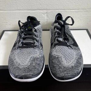 Nike Free Rn Flyknit 942838-101 Black/White Ombre Running Shoes Sneaker Men's 8